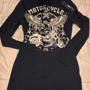 Fashion Nova Black Motorcycle Graphic Jumpsuit